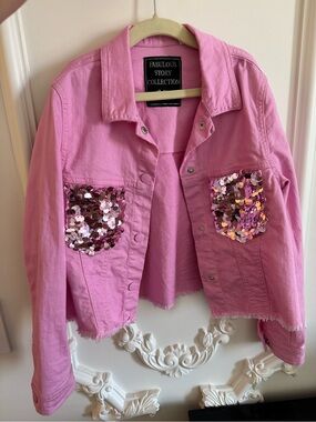 Pink Sequin Pocket Jean Jacket for Kids